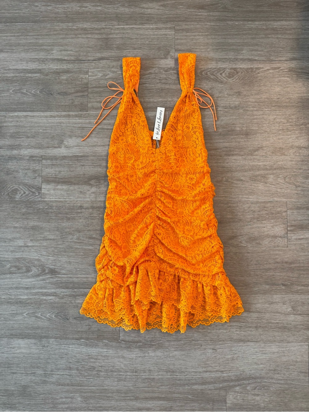 NWT For Love & Lemons Jamie Mini Dress in Orange, Size Large